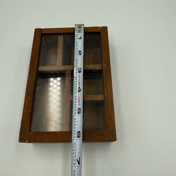 Vtg 1970's Wood Wall Display Case Shadowbox W/ Glass Slide Front 6” Tall - Picture 10 of 12